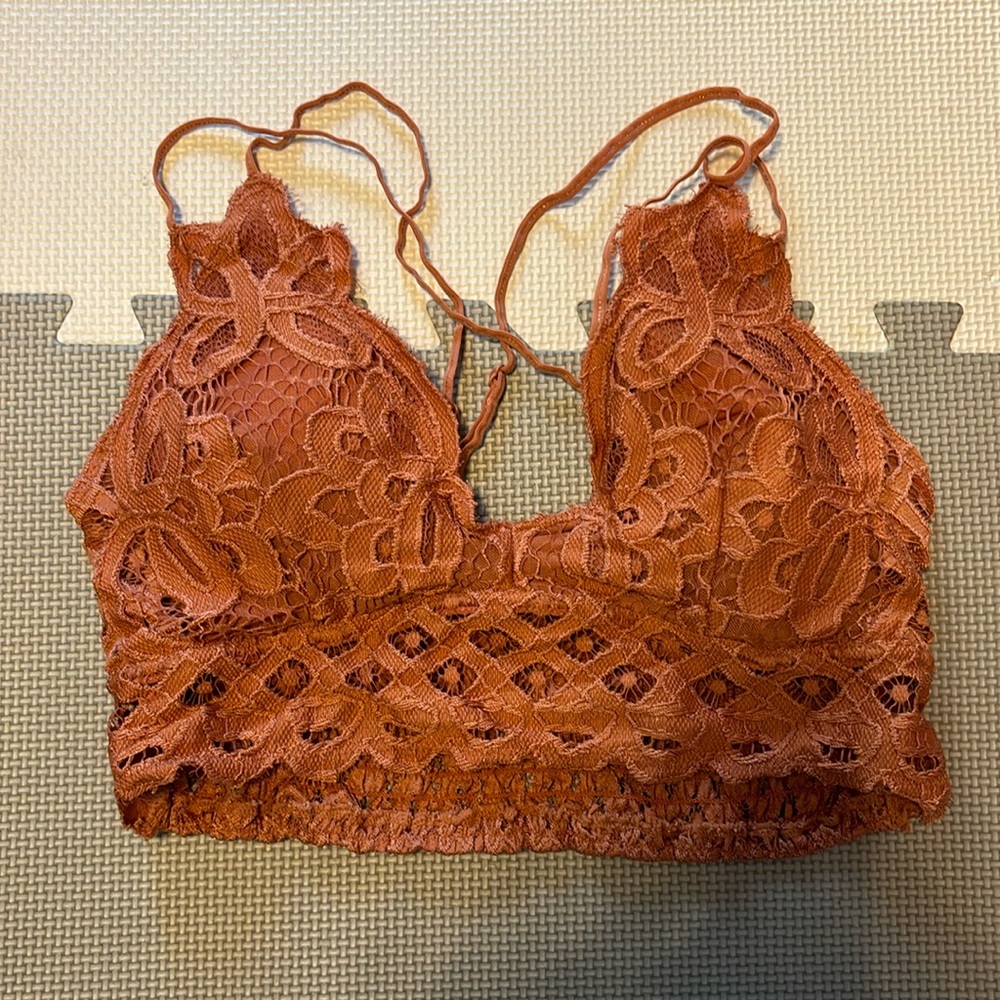 Rust colored lace bra top